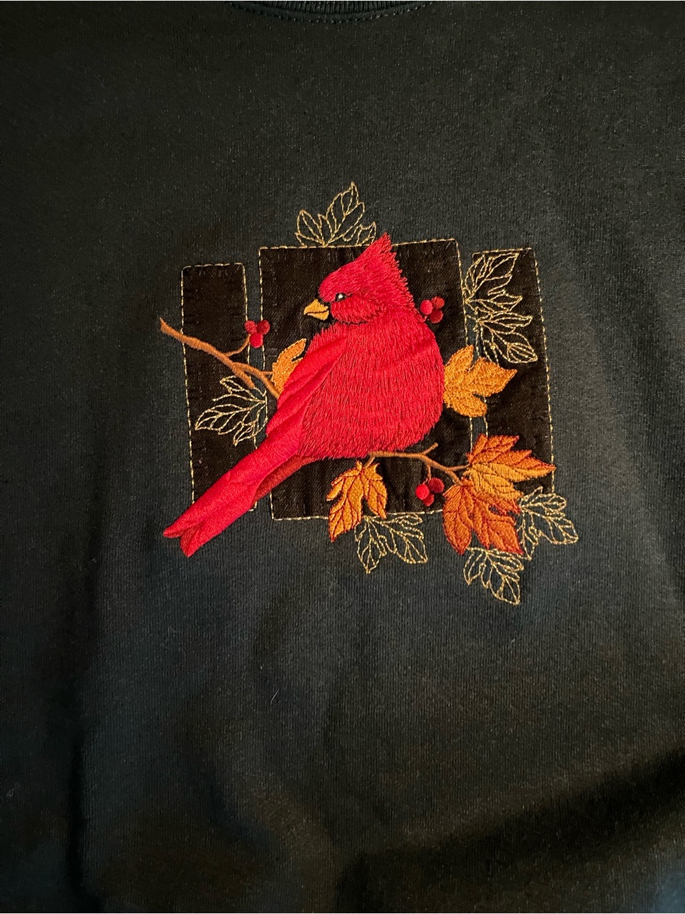 Vintage Top Stitch Morning Sun Cardinal Embroidered Sweatshirt XL dark green - Picture 5 of 7